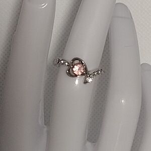 Pink Heart Silvery Ring